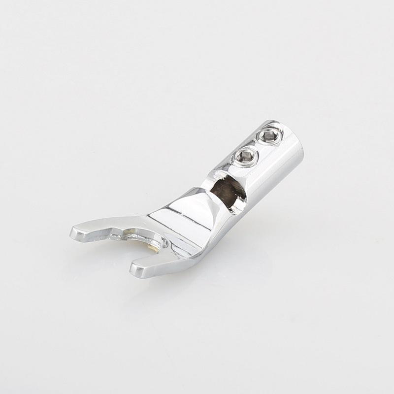 

4Pcs Y Spade Connector Plug Fork Banana Connectors Brass Copper Rhodium Plated Plug Speaker Amplifier Cable Video Audio Jack 4pcs