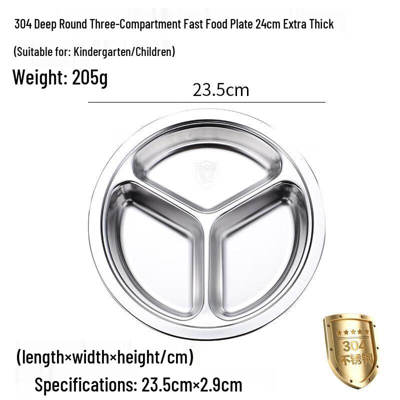 HANDUNYOU 304 Stainless Steel Divided Lunch Plates