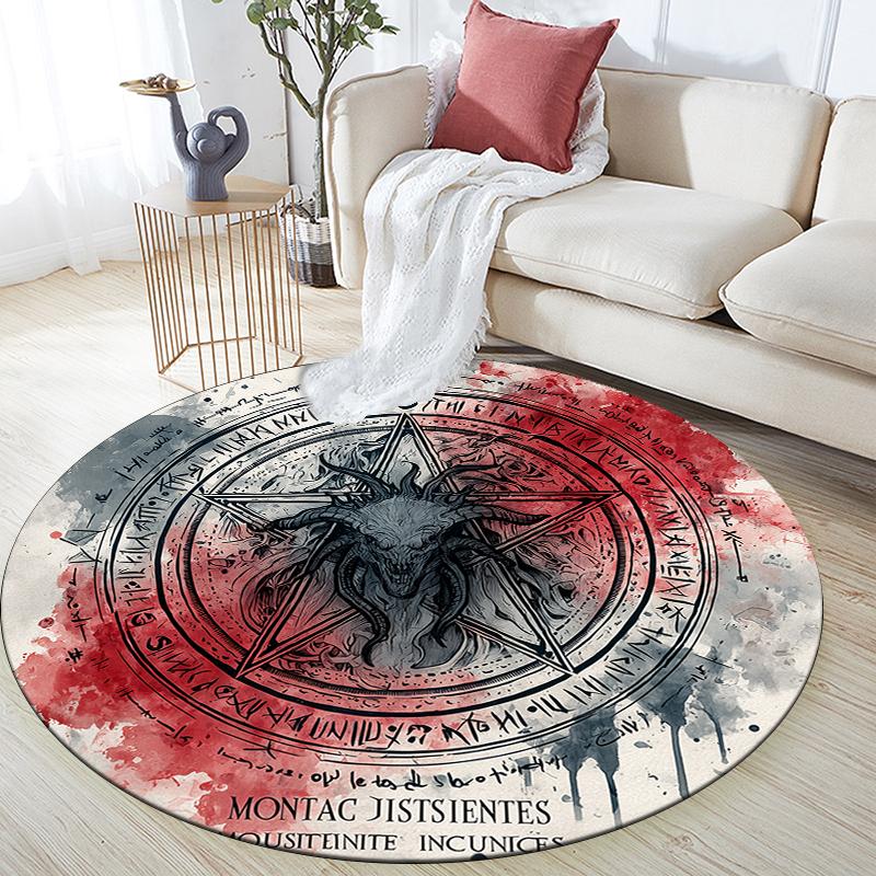 Pentagram pattern round rug,Carpet Rug for Living Room Bedroom Sofa Playroom Decor,Non-slip Floor Mat,Holiday Gifts and Birthday Gifts