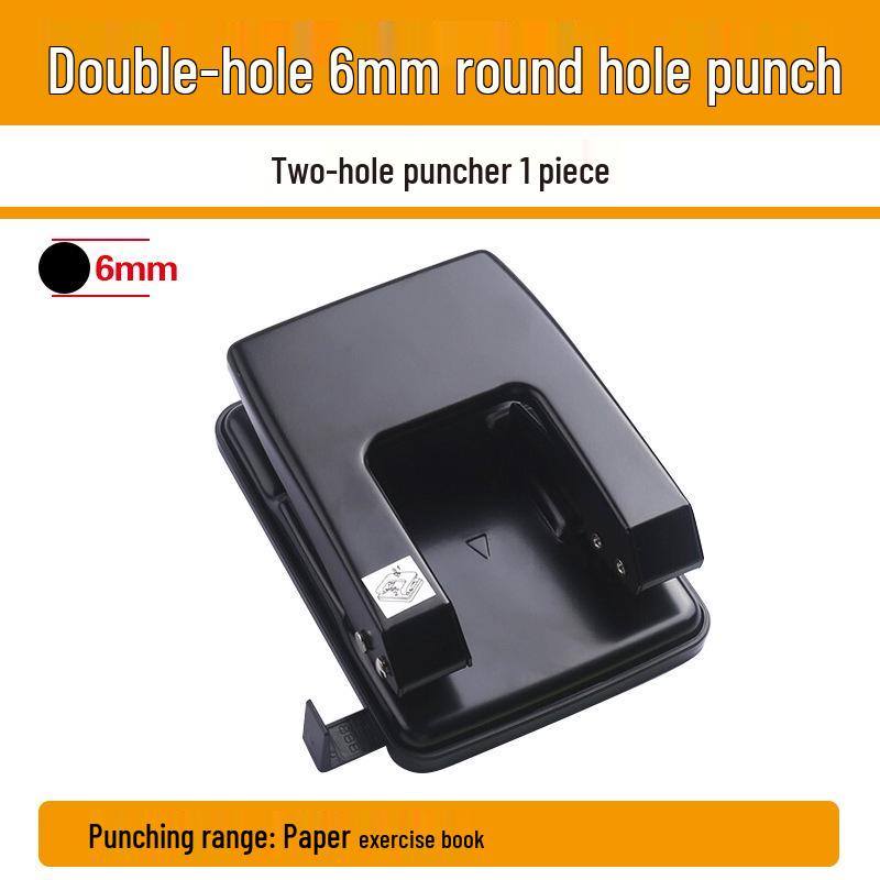 Manual 2-Hole Punch for up to 40 Sheets, 6mm Round Punch for Office and Student Binders.