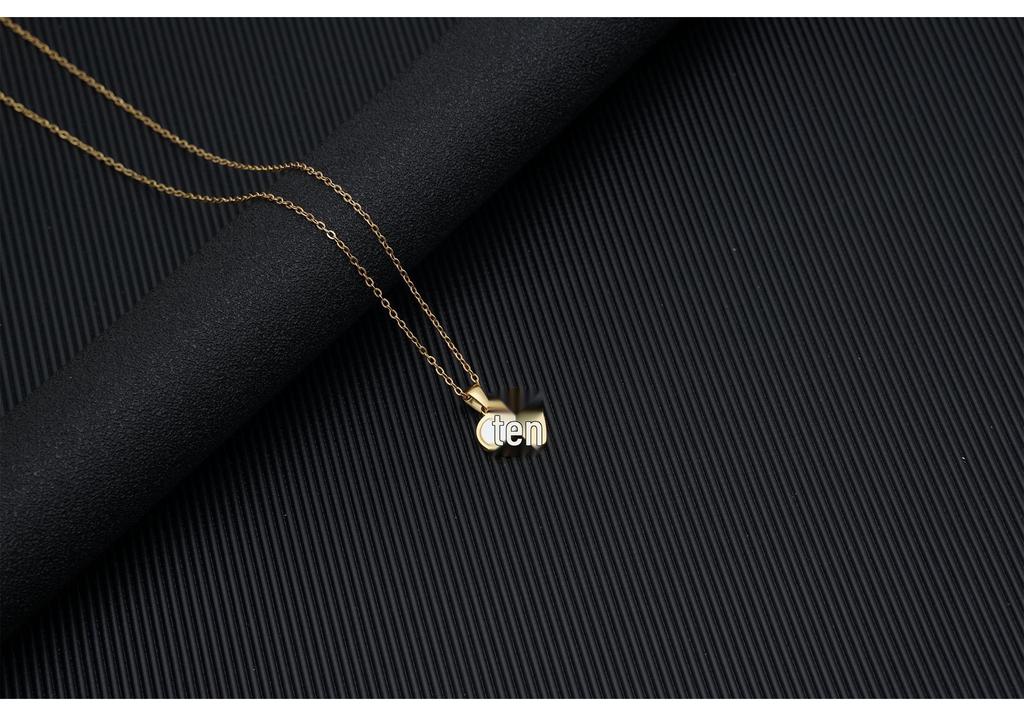 Gold Shell Pendant Necklace with English Alphabet - European & American Trend In Titanium Steel Chain