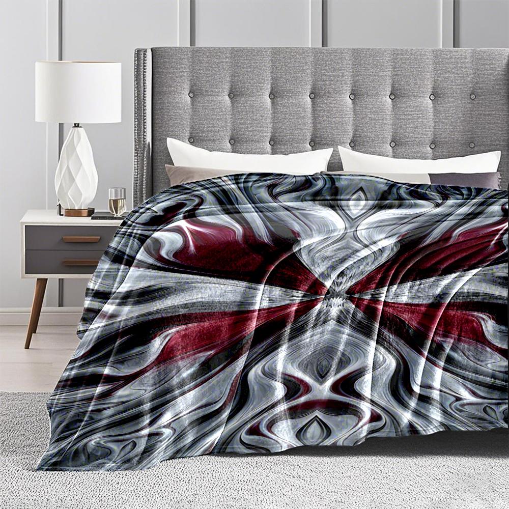 Abstract Gray and Red Swirl Pattern blanket for Bedroom or Living Room blanket, suitable for use in the bedroom, living room, on the sofa