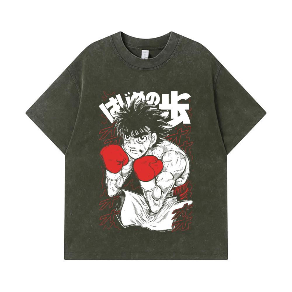 275 GSM Washed T-shirts 100% Cotton Hajime no Ippo V1 Ippo Print Unisex Heavy Cotton T Shirt S