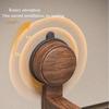 Vintage Walnut Wood Towel Ring with Suction Cup Mount, No-Drill Wall-Mounted Bathroom Towel Holder