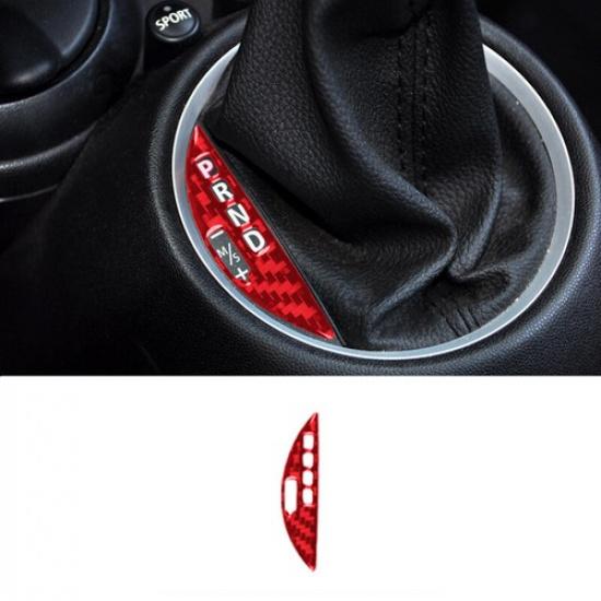 Red Carbon Fiber Car Center Automatic Gear Shift Sticker For Mini Cooper 07-10
