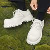 Fashion Thick Sole Casual Genuine Leather Dress Shoes Men Platform Heighten Japan Harajuku Korean Streetwear Fashion Shoes White
