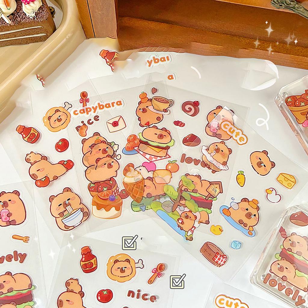 10Pcs Cute Cartoon Capibala Print Stickers Notebooks Water Bottles Suitcases Kid Stickers Decorative Roll Sticker Seal Sticker