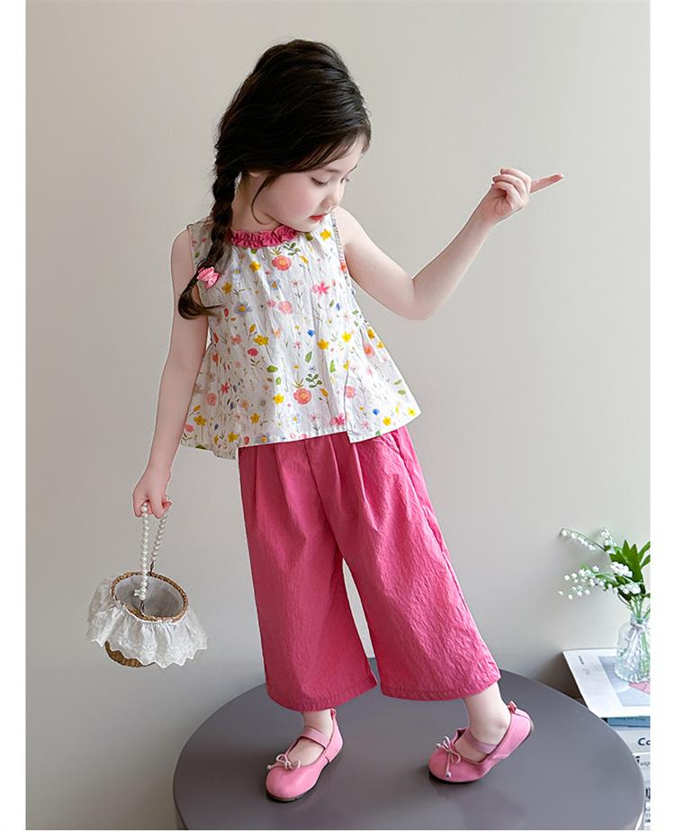 Girl's thin set for summer 2026, new baby fashion floral vest for summer, sweet two-piece set for children