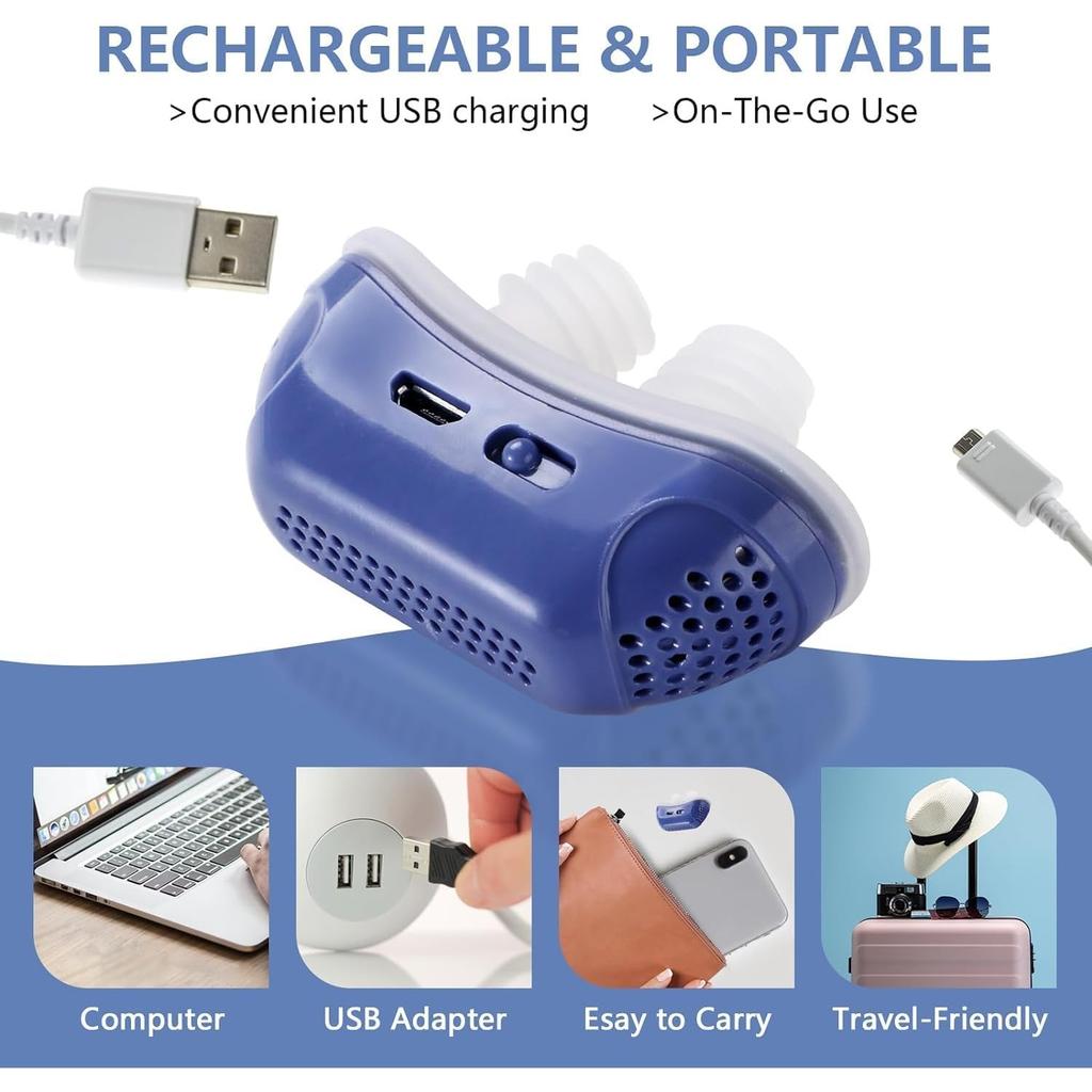 Anti Snoring Device for Men and Women, Double Vortex Stop Snoring Device,Electric Anti Snoring Devices, Adjustable and Breathable Snoring Machine