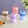 600ml tragbarer isolierter Suppenbecher mit Löffel, Macaron-Farbe Haferflocken Frühstücksglas für das Büro