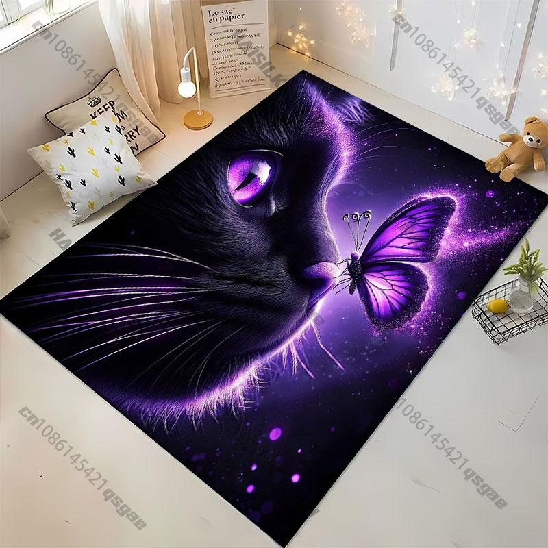 Mystical Connection Between Cat Butterfly Carpet Yoga Living Room Room Decor Children's Crawling Mat Doormat Area Rug