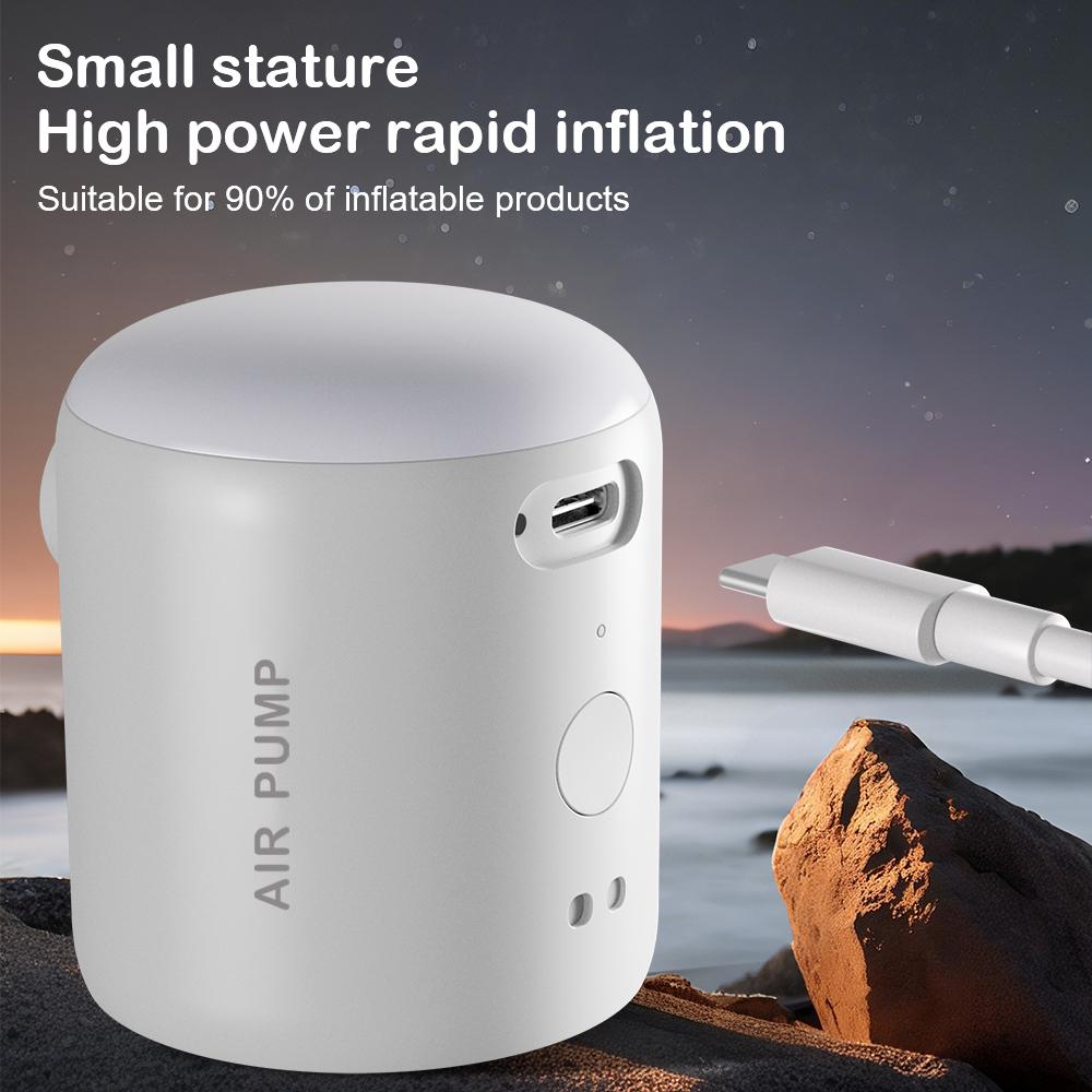 Outdoor camping quick inflation deflation cordless portable air pump with LED light mini air compressor rechargeable 4KPa 4 outlet nozzle