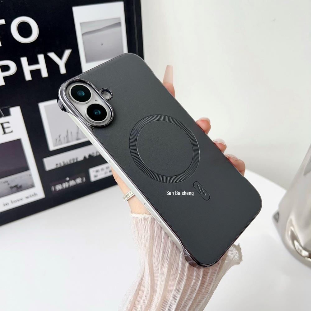 iPhone 17 Pro Max Electroplated Leather Magnetic Case for Apple 15/14 - Simple, Borderless Protection 16 Plus