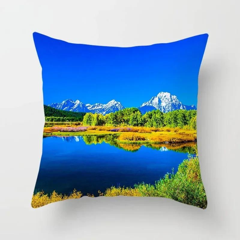 

Роскошный Декоративный Чехол для Подушки Ночное Небо Узор Природного Пейзажа Офисное Украшение Наволочка 66x66cm бордовый