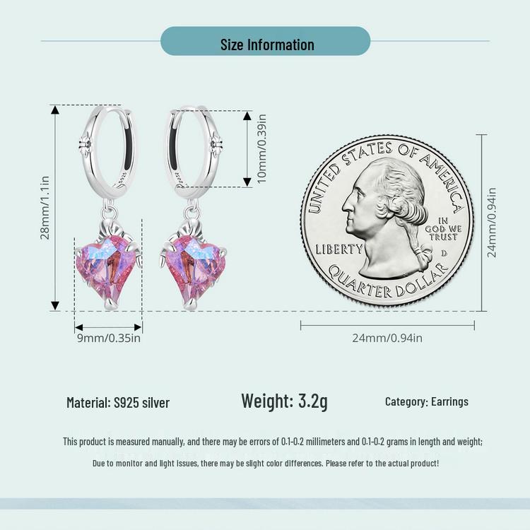Avle Pinker Totenkopf & Herz Liebe Ohrringe, S925 Sterlingsilber, Damenschmuck