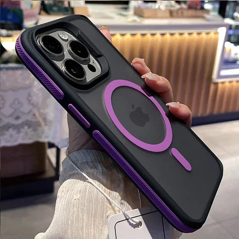 Luxury Bicolor Matte Magnetic Translucent Case For iPhone 16 15 14 13 12 11 Pro Max 16 Plus Magsafe Wireless Charge Bumper Cover