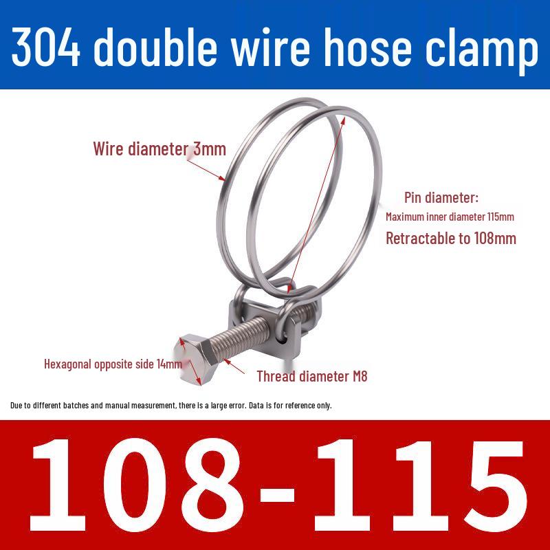 Doppeldraht-Schlauchschelle aus Edelstahl für Feuer-, Wasser-, Gasleitungen - Verdickt