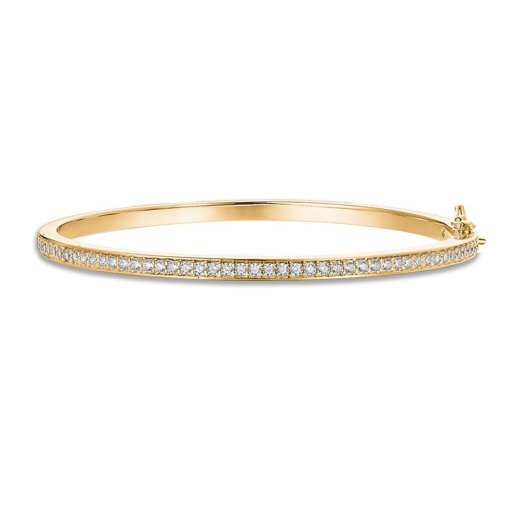 PAVOI 14K Gold Plated Cubic Zirconia Bangle Tennis Bracelet for Women | Classic Love Cuff Bangle Bracelet, 7.5 Inches, Yellow Gold, Cubic Zirconia