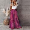 Bohemian Print Women's Long Skirt High Waist Elastic Waist Loose Casual Fashion Tie