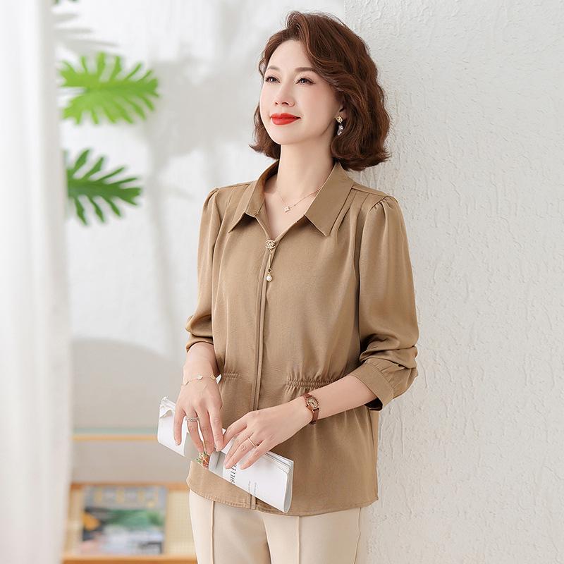 

Spring/Summer Fashionable Top for Women in Their 40s & 50s - Stylish Shirt for Middle-aged & Elderly Mothers 2XL (105-120 lbs) кавовий