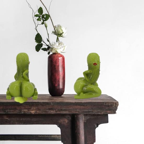 Sexy okurková ozdoba Ručně vyrobená pryskyřičná pikantní okurková figurka Stolní drzá okurková figurka Dárkový žert pro milovníky okurek