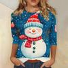 Christmas Limited Edition Women's 3D Snowflake and Snowman Print Round Neck Long Sleeve Hoodies Fashion Casual Long Sleeve Top