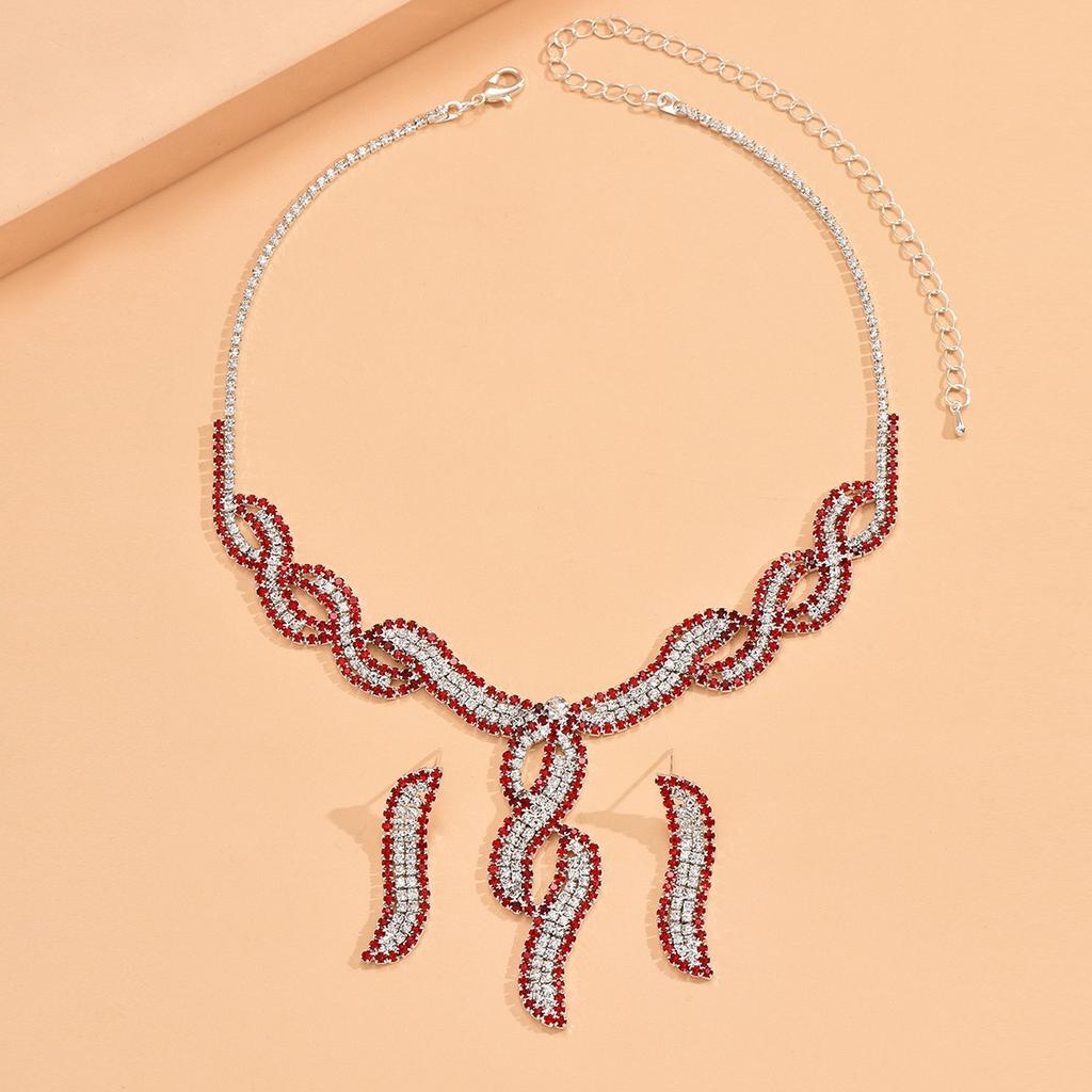 4 Pieces of Women's Trendy Claw Chain Series Wrapped Hollow Earrings Necklace Bracelet Zircon Set Banquet Party Holiday Gifts