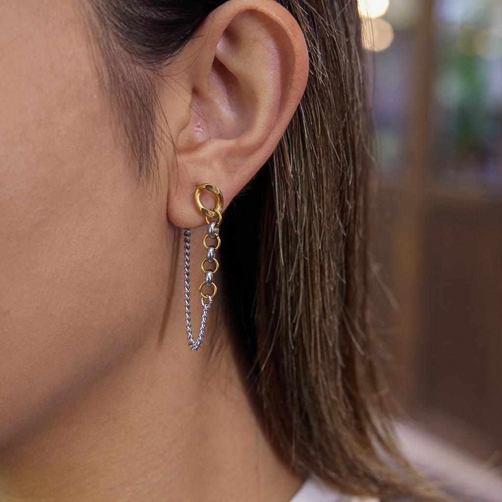 Yori Chain Tassel Tassel Long Chain Earrings 18K Golden PVD Plated Texture Metal Daily Waterproof Jewelry Accessories