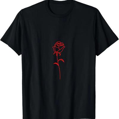 Minimalistisches Ästhetisches Rote Rose Weicher Grunge Punk Goth Künstlerisches T-Shirt