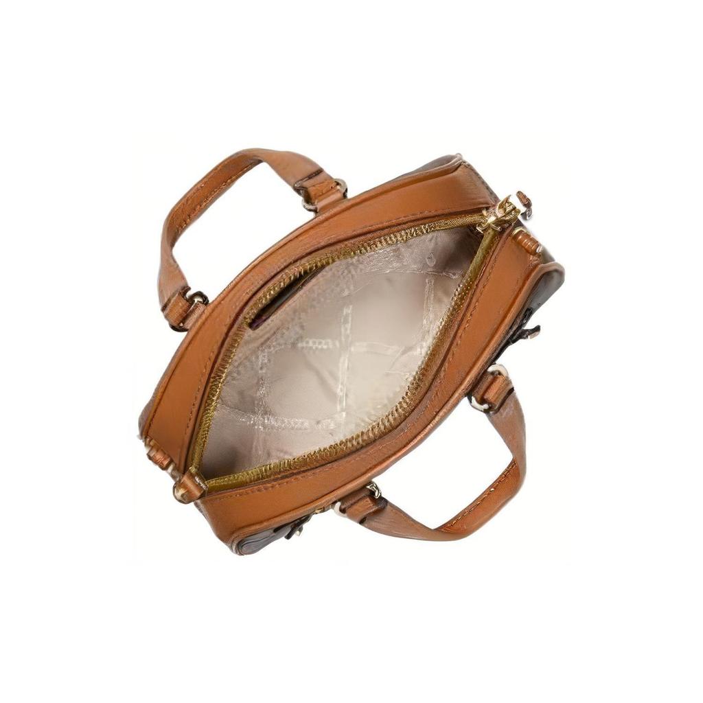 Michael Kors Bolsa de Bowling, Bolsa de Mão, Bolsa de Ombro, Bolsa Transversal Feminina em Couro Sintético com Couro de Vaca Cor Marrom Escuro 32F3G6WC0B-252