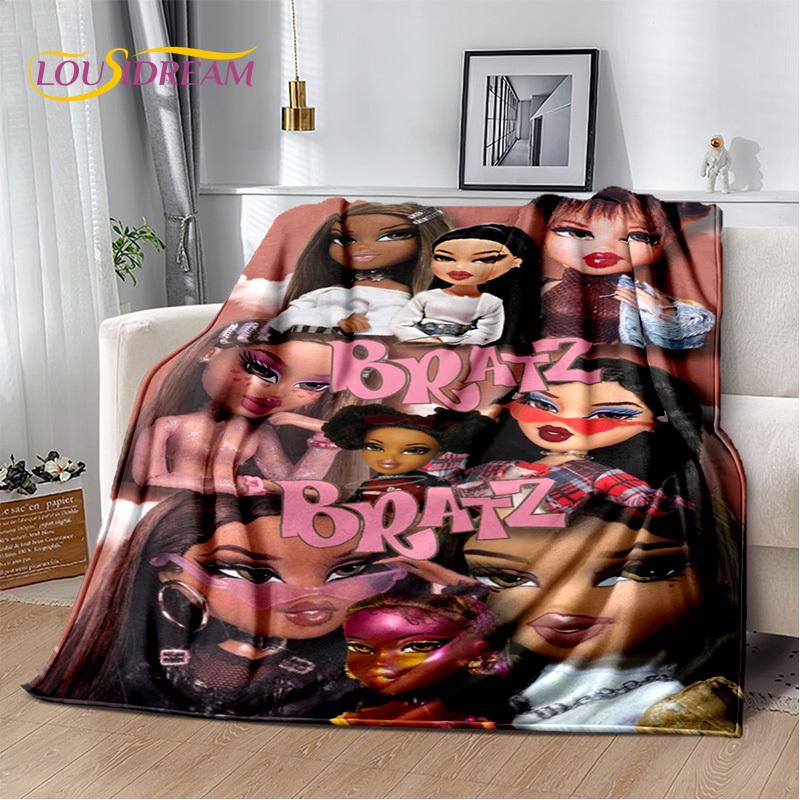 Cartoon Bratz Doll Girls 3D Printed Soft Blankets,Keep Warm Throw Blanket Comfortable Blanket for Picnic Beds Sofa Home Bedroom