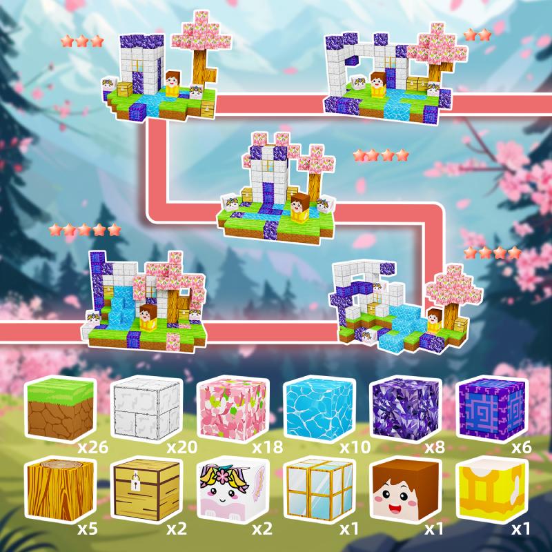 Non-Toxic Sakura-Themed Puzzle For Children And Children Aged 3-6 Children S Educational Magnetic Building Blocks Toy cixingjimu