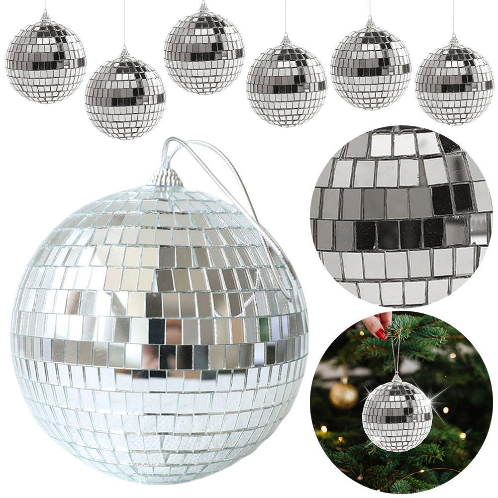 6/12pc Mini Mirror Disco Ball Christmas Tree Ornament for 70s Disco Themed Party Decor Reflective Hanging Pendant for Wedding