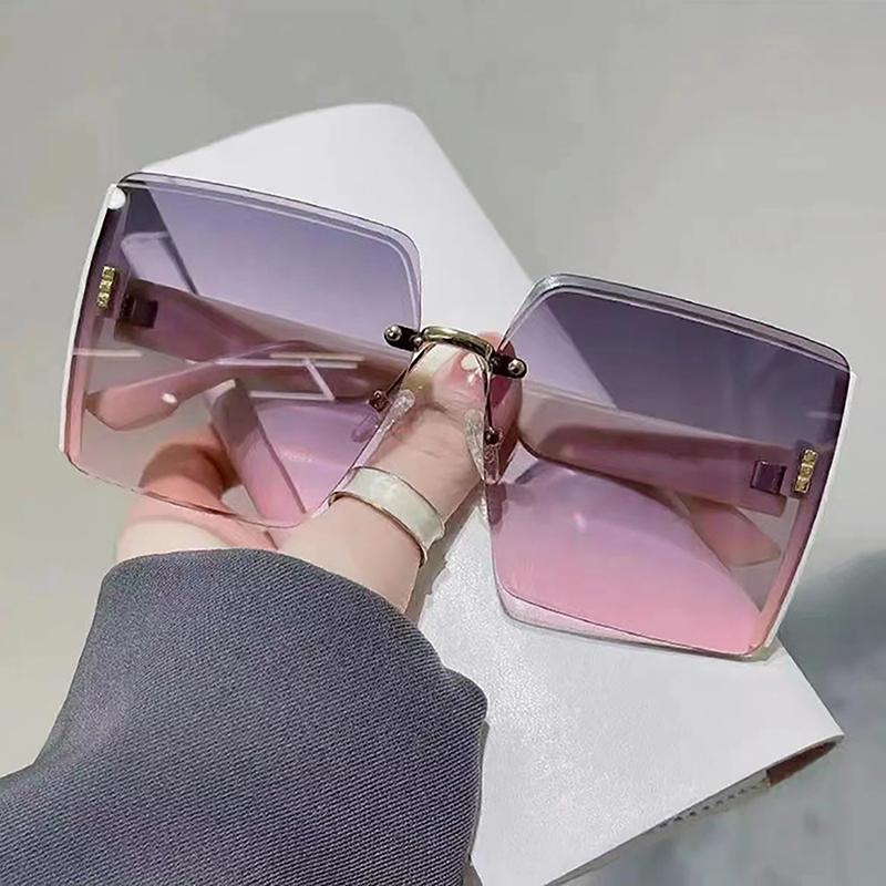 Vintage Square Frame Sunglasses For Women Classic Retro Gradient Mirror Frameless Sun Glasses Female Rimless Eyewear