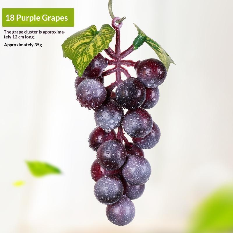 1Pcs Realistic Plastic Artificial Grapes Bunches Simulation Fake Fruit with Leaves for Vintage Home Decor Party Table Display