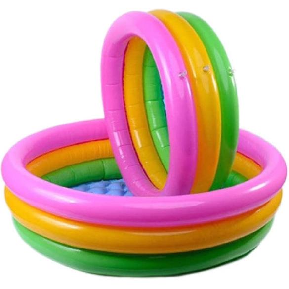 Inflatable Kiddie Pool Blow Up Kiddie Paddling Pool 47.2  X 11.8  Portable 3 Ring Baby Children Water Swimming Pool for Infants Kids Round Pools for