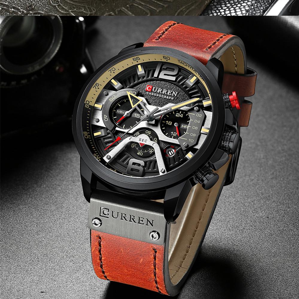 CURREN Mens Watches Top Brand Luxury Leather Sports Watch Men Fashion Chronograph Quartz Man Clock Waterproof Relogio Masculino
