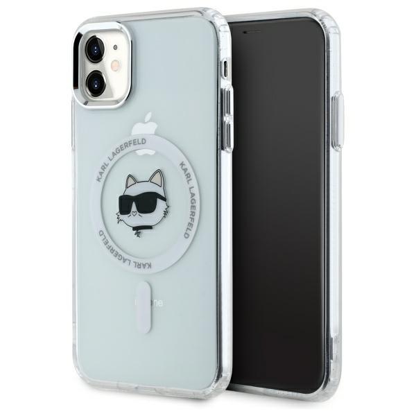 Karl Lagerfeld KLHMN61HLSCHH iPhone 11 / Xr 6.1" White/white Hardcase IML Metal Choupette Head MagSafe