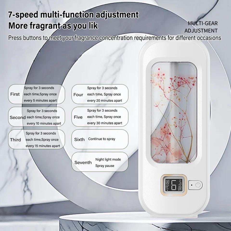 6 Moduser Aromadiffuser H3 Veggmontert Luftfriskerdispenser Duft Eterisk Olje Luftfukter Aromaterapi USB Oppladbar For Hjem Soverom