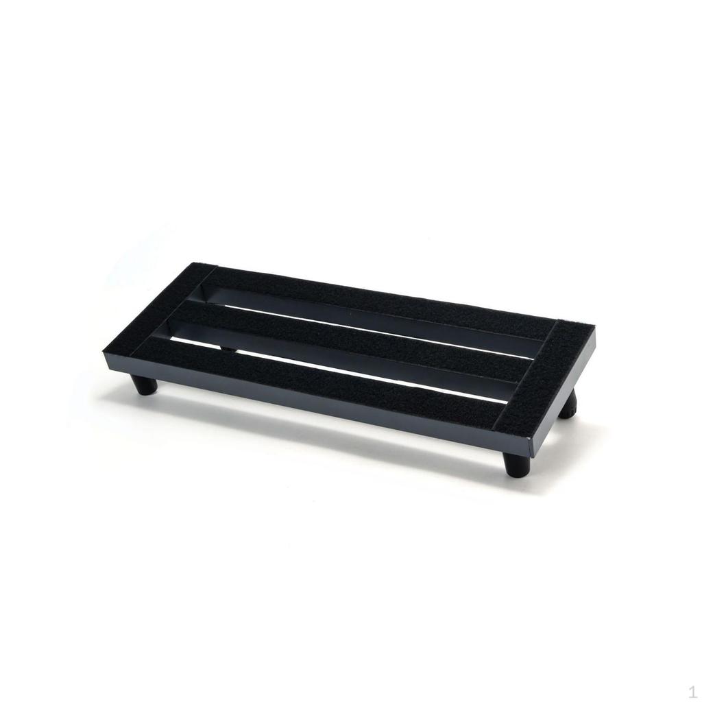 Black Metal Pedalboard Textured Slatted Guitar Raised Feet Angled Pedal Board 3427cm