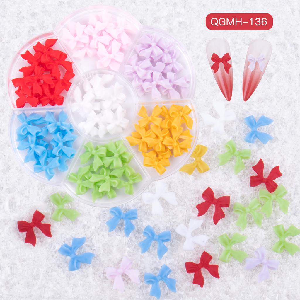 Christmas Velvet Red White Resin Bow New Year'S Nail Art Jewelry Mixed Set Accessories