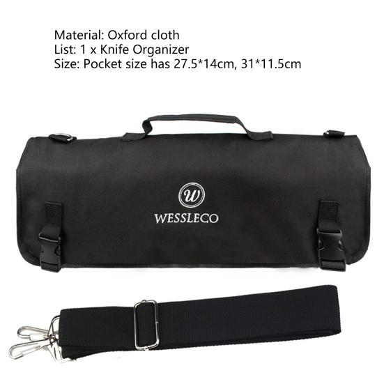 Chef Cutter Case Large Capacity Multi Slots Stain Resistant Sturdy Handle Easy To Carry Storage Oxford Cloth Strong Bearing Chef Roll Bag Kitchen