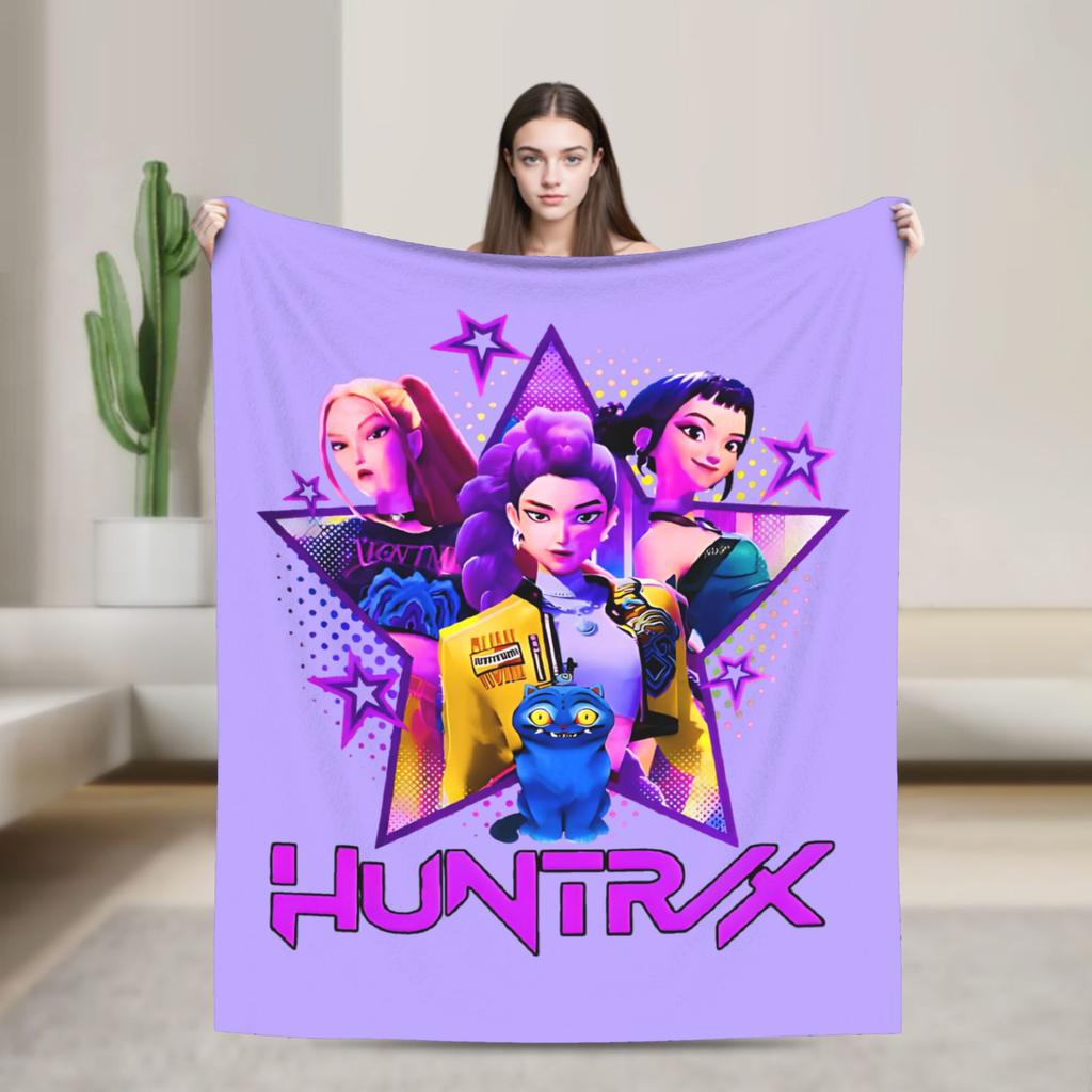 Huntrix HUNTRX Rumi Kpop Demon Hunters Dekens Pluizig Geweldig Warm Plaid voor Huis Winter