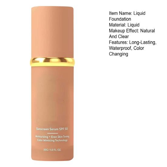30G 4-In-1 Color Changing Foundation Lightweight SPF 50+ Hydrating Full Coverage Concealer Waterproof Long