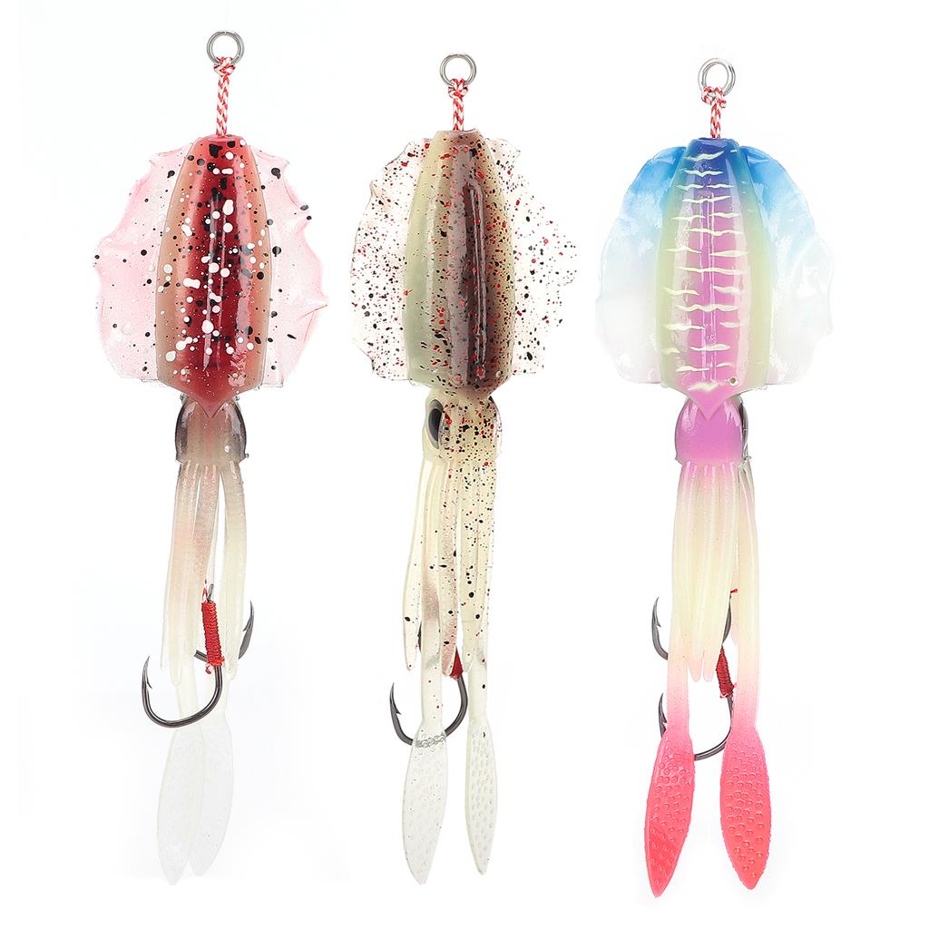 Fishing Squid Lure Octopus UV Luminous Squid Jigs with Hook Fishing Wobbler Bait Soft Lure