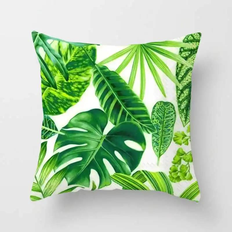 Tropical Plants Cactus Monstera Summer Decorative Throw Pillows Cushion Cover Palm Leaf Green Home Decor Pillowcase