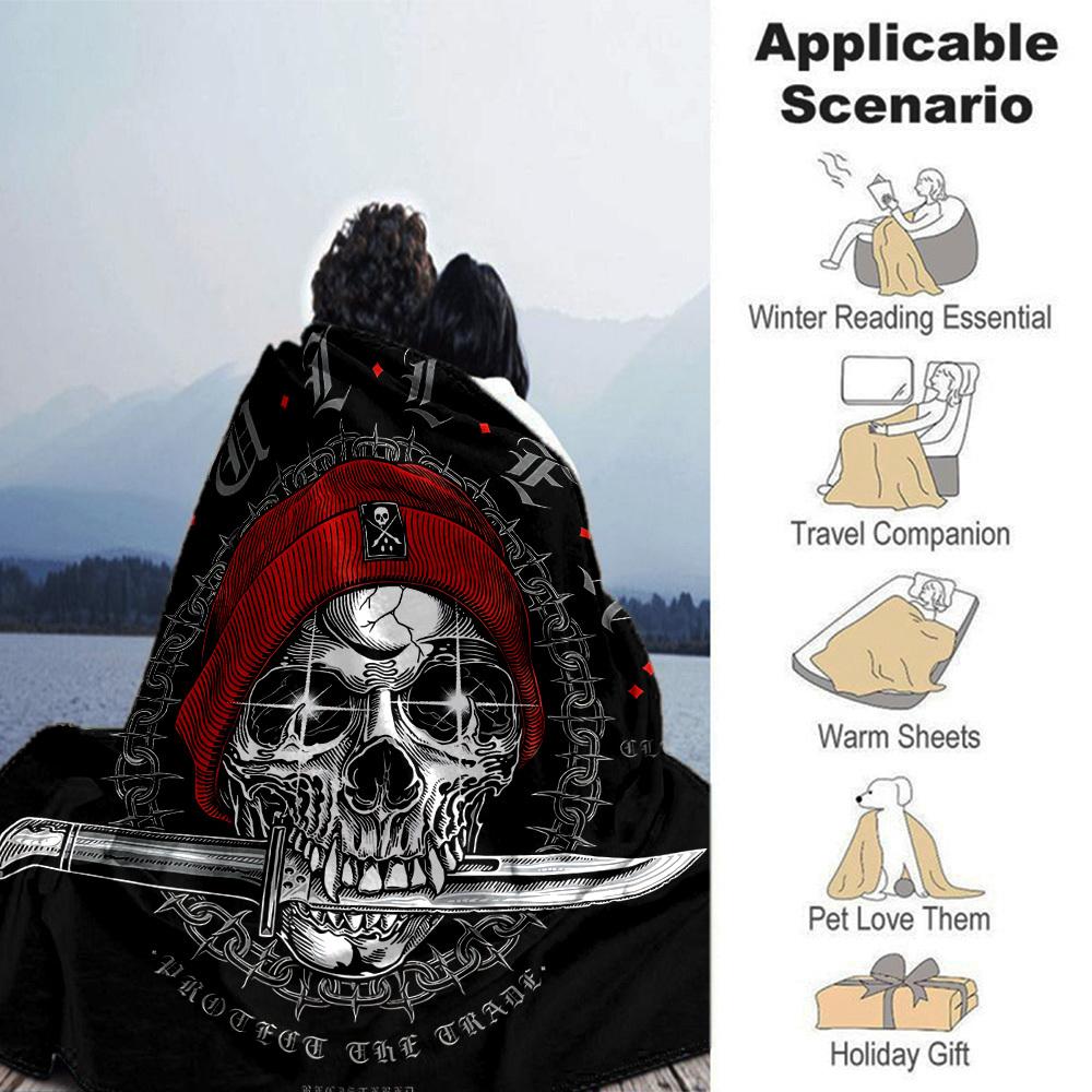 1pc Skull Art Throw Blanket Soft Flannel, Cozy All Season Polyester Perfect for Home, Office