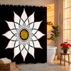 Boho Mandala Shower Curtain 180X180Cm – Black & White Geometric Paisley, Calming Spiritual Bathroom Decor, 12 Hooks