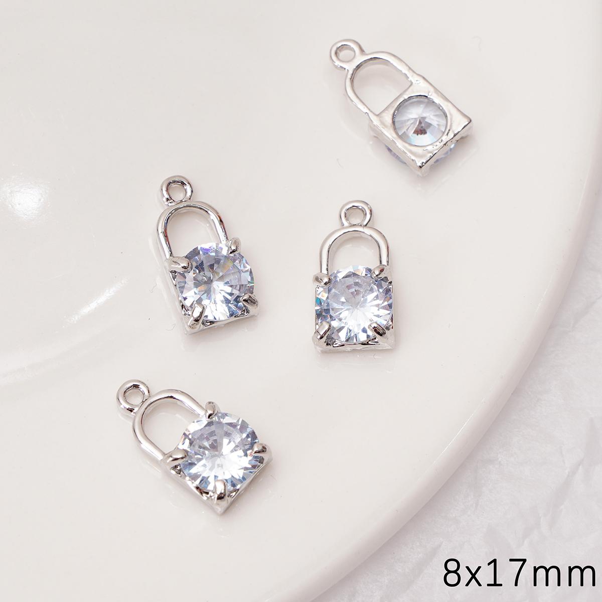 

Подвески-шармы из сплава с сохраняющим цвет цирконом для изготовления браслетов, ожерелий и ювелирных изделий своими руками Square Lock