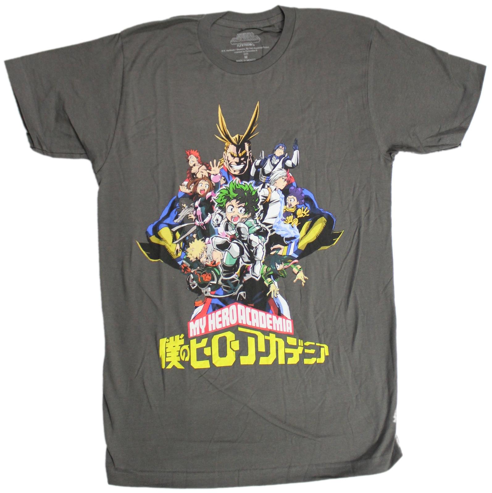 My Hero Academia New Adult T-Shirt - Giant Attacking Over Logo L